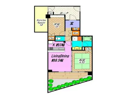 パール岸谷公園(2SLDK/4階)の間取り写真