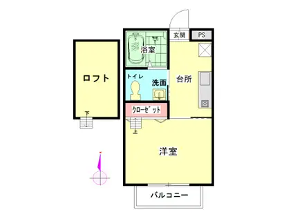 メゾンルベール隅田(1K/2階)の間取り写真