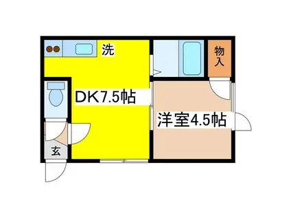 アイランドハイツ(1DK/1階)の間取り写真