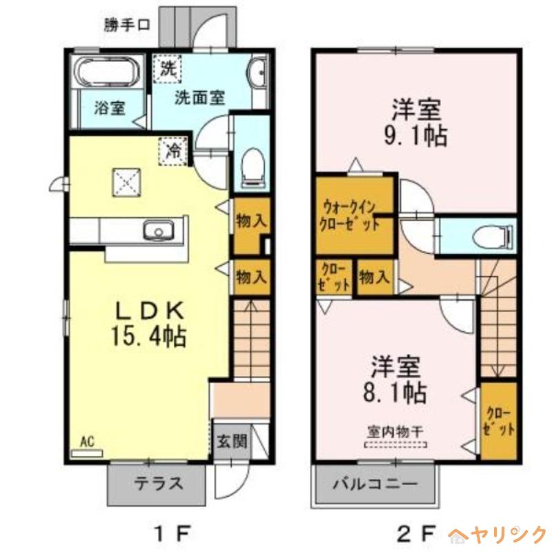 D-ROOM神丘町(2LDK/1階)の間取り写真
