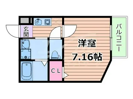 カーサクレスト清水II(1K/2階)の間取り写真