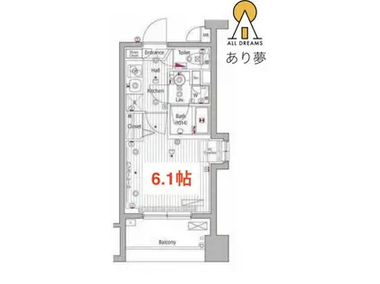 グランド・ガーラ桜木町駅前(1K/10階)の間取り写真