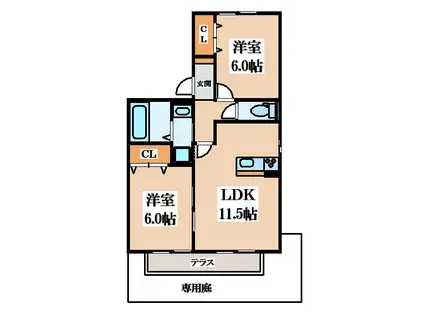 第9ウエスタンハイツ(2LDK/2階)の間取り写真
