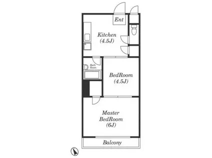 ヒルトップクラルテ(2DK/3階)の間取り写真