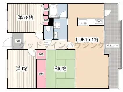 フラワータウン・アミル21ライラック館(3LDK/7階)の間取り写真