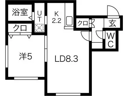 スクーデリア発寒中央(1LDK/2階)の間取り写真
