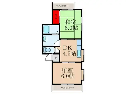 フラッツ石田(2DK/1階)の間取り写真