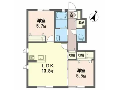 シャーメゾン・まゆ A棟(2LDK/1階)の間取り写真