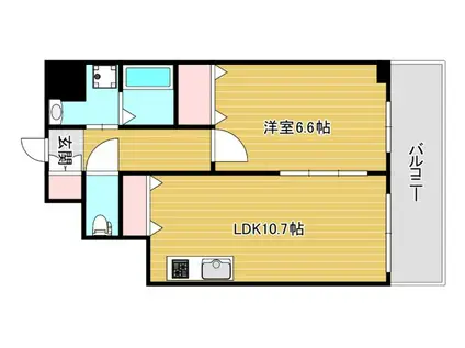 エルミタージュ難波南III(1LDK/4階)の間取り写真