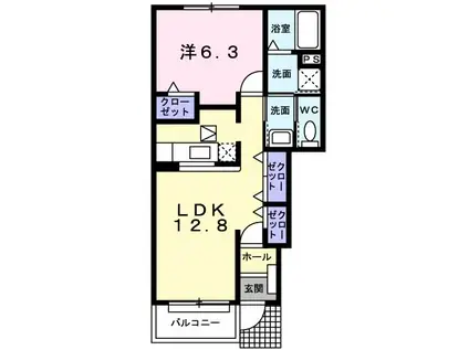 アルドーレ(1LDK/1階)の間取り写真