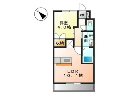 アルファ―(1LDK/2階)の間取り写真