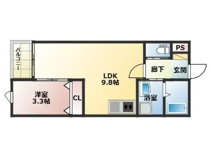 筑紫野市針摺南2丁目D棟(1LDK/2階)の間取り写真