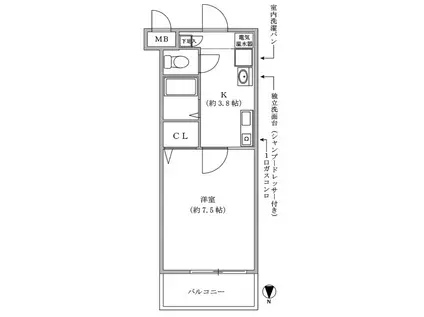 フォレスト西道頓堀(1K/4階)の間取り写真