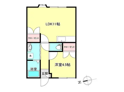 ピアネス和A(1LDK/1階)の間取り写真