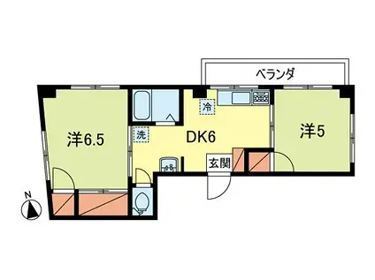 日新ビル(2DK/2階)の間取り写真