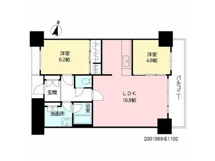 プライムメゾン セントラルパーク(2LDK/11階)の間取り写真