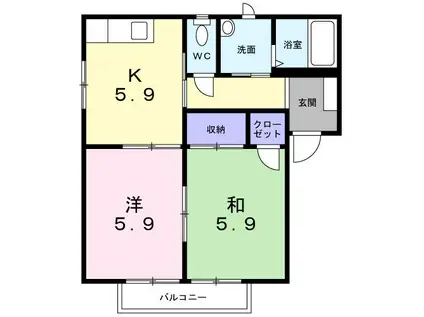 フォーレスフィッシュ B棟(2K/2階)の間取り写真