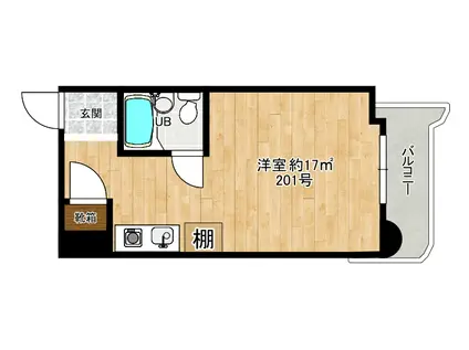 ピーチヴィラ(ワンルーム/2階)の間取り写真