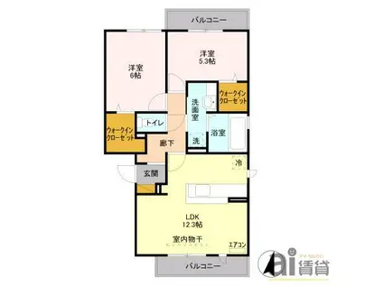 ウィンクルムI(2LDK/1階)の間取り写真