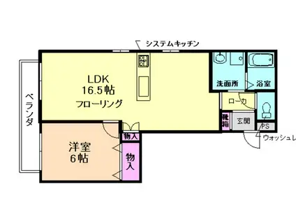カーサフェリーチェ見野(1LDK/2階)の間取り写真