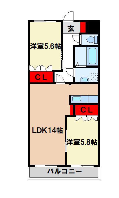 プログレスグランディ(2LDK/2階)の間取り写真