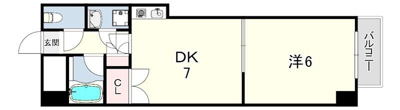 セルダン芦屋(1DK/1階)の間取り写真