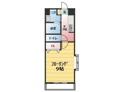 エスポワール加美(1K/3階)の間取り写真