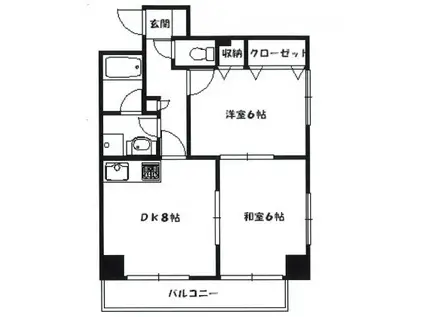 クォーレ東館・西館(2DK/7階)の間取り写真