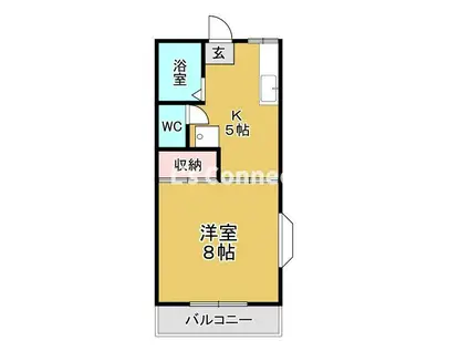 ハイランド西勝山(1K/2階)の間取り写真