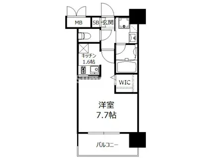 エンクレストベイ天神東II(1K/9階)の間取り写真