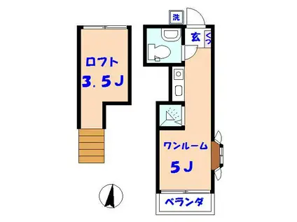 HALE MOA 8092(ワンルーム/2階)の間取り写真