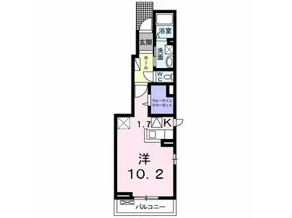 H.T.ミニョンIV(1K/1階)の間取り写真