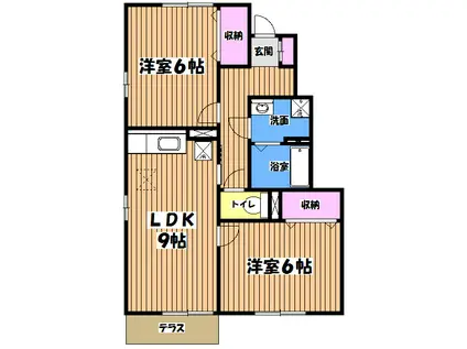 エスポワールみなみ野A(2DK/1階)の間取り写真