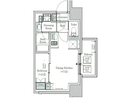 ONE ROOF RESIDENCE NISHI NIPPORI(1DK/15階)の間取り写真