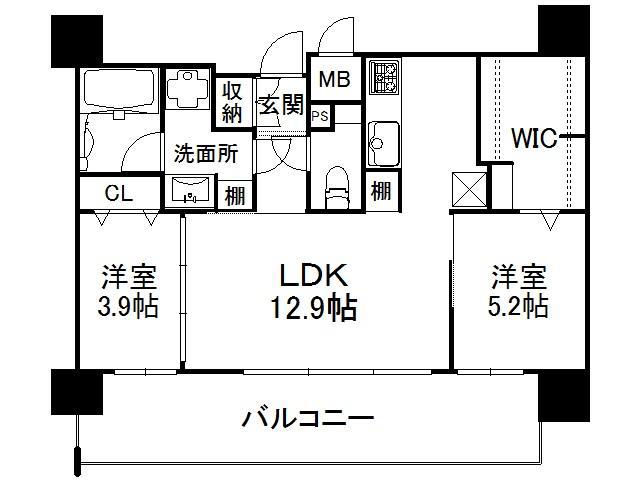 エンクレスト天神AVANT (2LDK/11階)の間取り写真