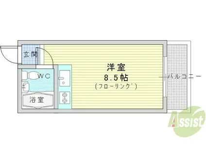 ビスタ緑地Ⅱ(ワンルーム/3階)の間取り写真