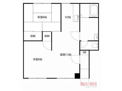 黒川ハイツB(2LDK/2階)の間取り写真