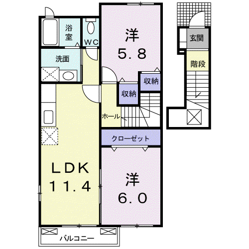 サンリット・ヴィラA(2LDK/2階)の間取り写真