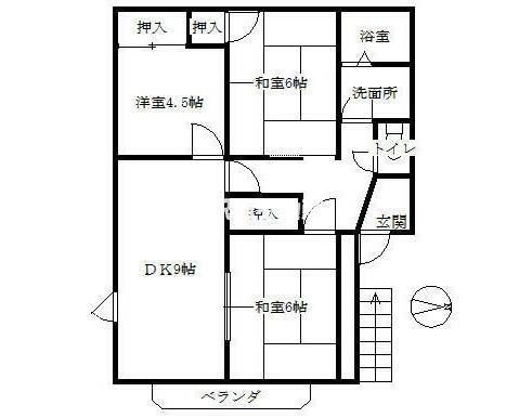 メゾン黒田A(3DK/1階)の間取り写真