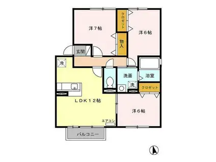 グリーンヒルズ(3LDK/2階)の間取り写真