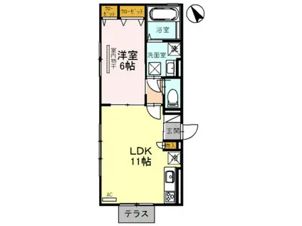 VILLA SHO(1LDK/1階)の間取り写真