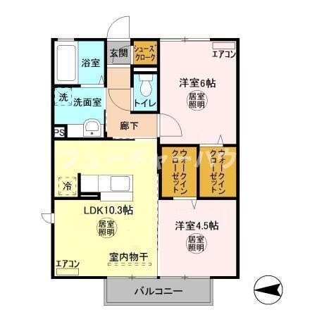 カーサR・T C(2LDK/2階)の間取り写真