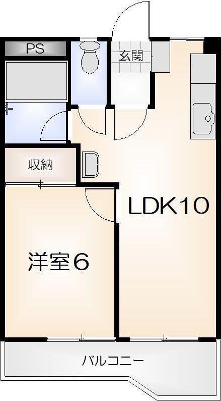 ポラリス庄屋(1LDK/4階)の間取り写真