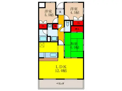 星見9番館(3LDK/3階)の間取り写真