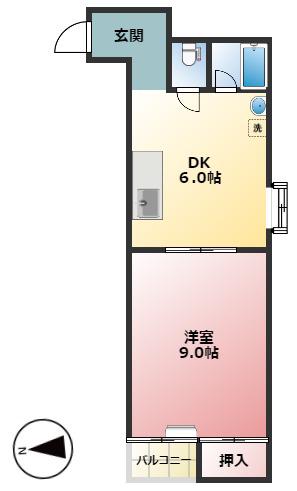 ハイツキャピタル(1DK/3階)の間取り写真