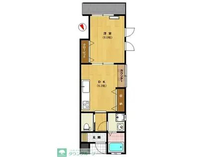 サンブライト菊名(1DK/2階)の間取り写真