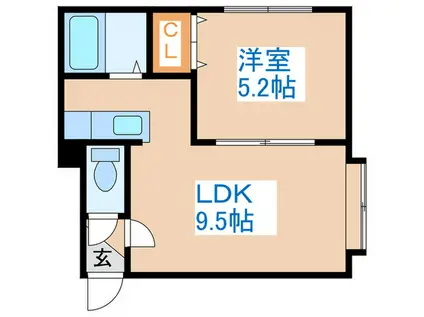 ノーブル水車町(1LDK/3階)の間取り写真