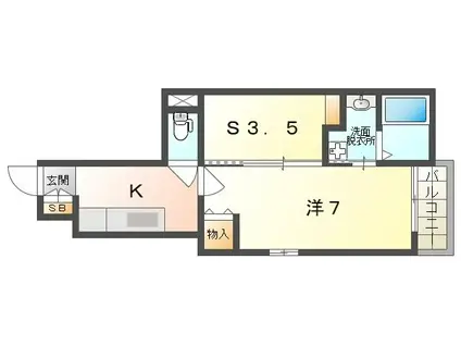 ユーアイハイツ新家(1SK/1階)の間取り写真
