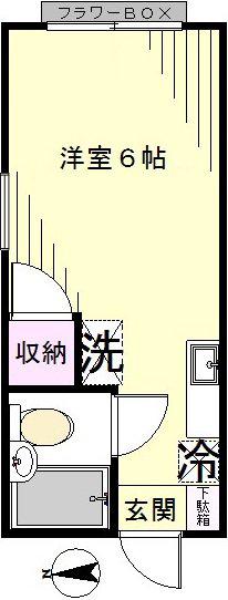 コーポさくら(ワンルーム/2階)の間取り写真