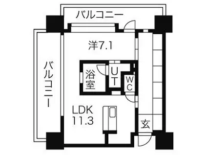 アーデン泉プレミア(1LDK/9階)の間取り写真